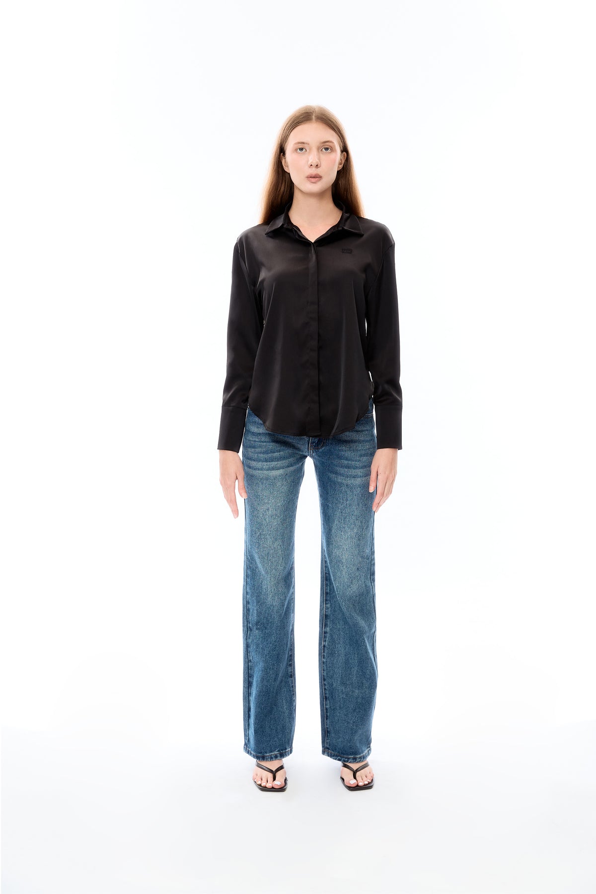 Low Rise Cigarette Jeans - navy
