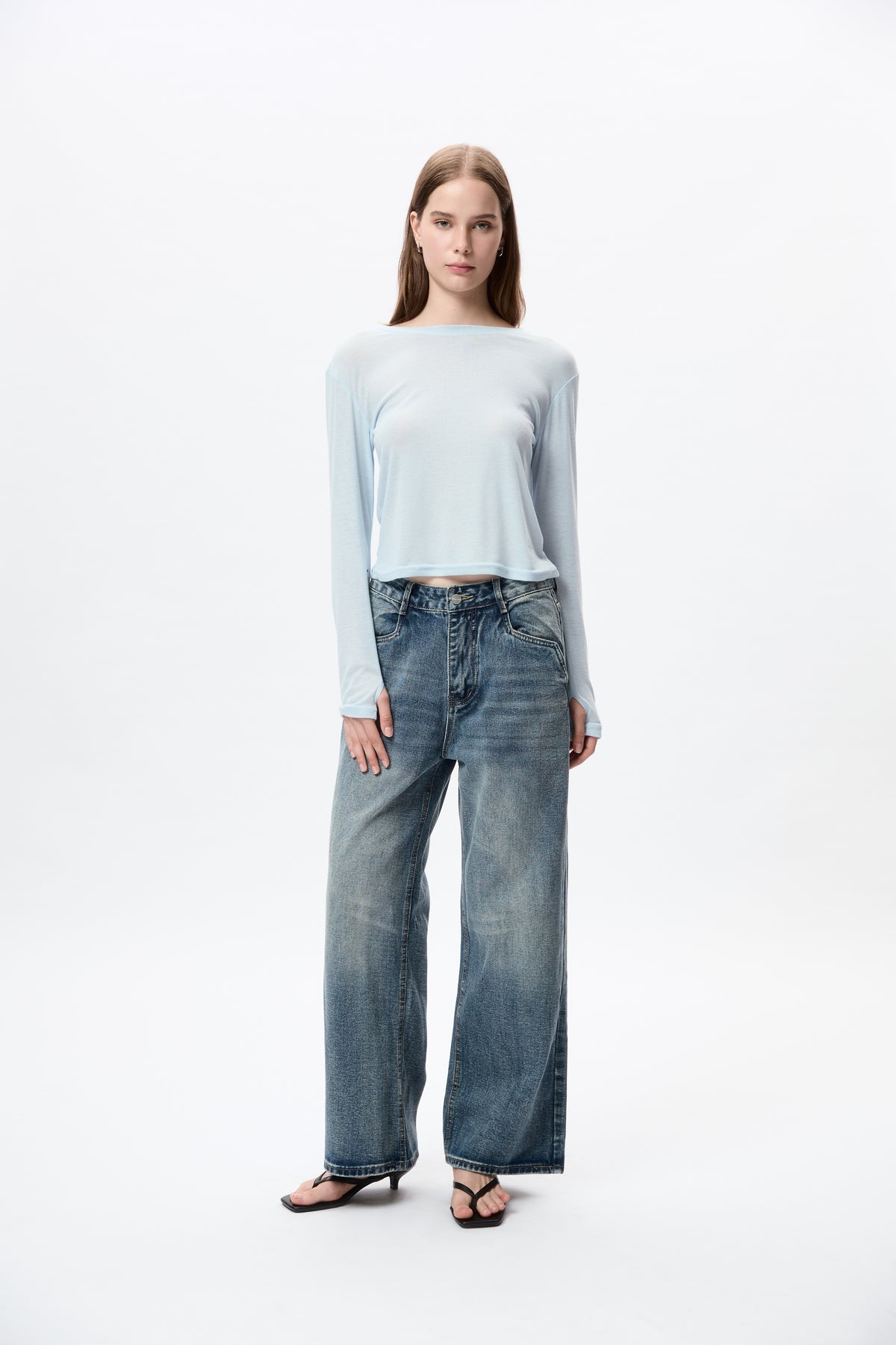 Vera Rivet Wide Leg Jeans - navy