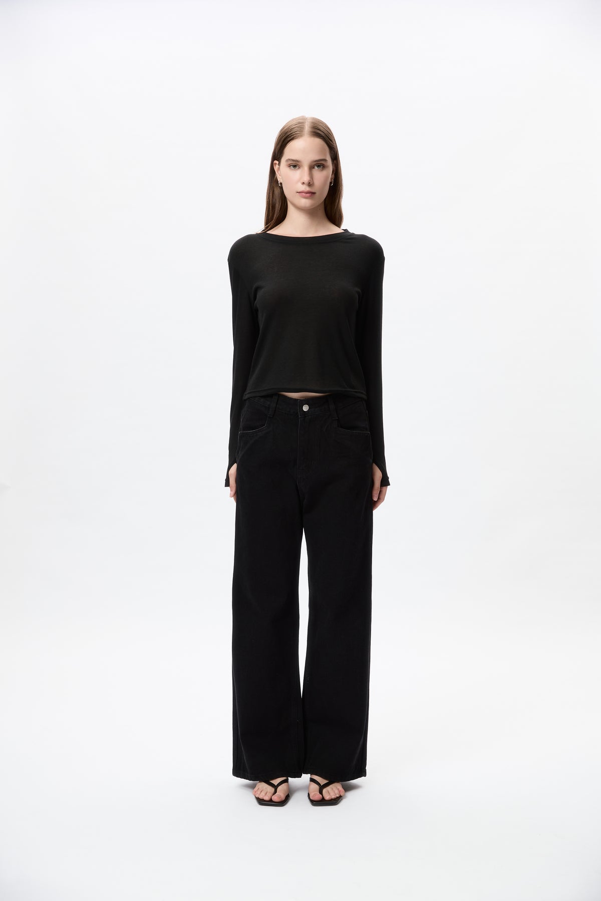 Vera Rivet Wide Leg Jeans - black